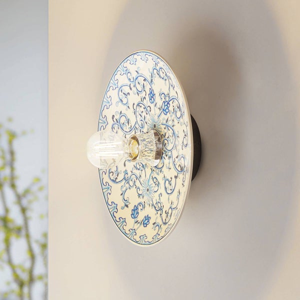 Lucande Wandleuchte, Wandlampe Innen Faelira (Retro Vintage Antik) in Weiß aus Keramik (1 flammig E27) - Wandstrahler Wandbeleuchtung Schlafzimmer / Wohnzimmer Wohnzimmerleuchte
