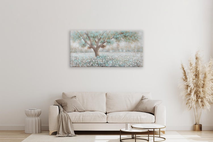 Handgemaltes Gemälde Acrylfarbe 140x70cm Weiß