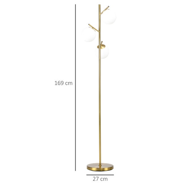 HOMCOM Stehleuchte, Ø27 x 169H cm, Metall, Gold