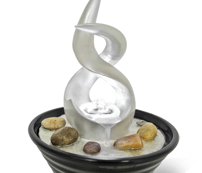 Design LED Zimmerbrunnen Tischbrunnen FoTwist perlmutt & schwarz 10750