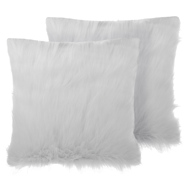 Dekokissen 2er Set DAISY Webpelz 45 x 45 cm Hellbeige Ohne Muster