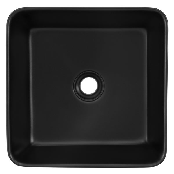 ML-Design Waschbecken Keramik Schwarz matt 39x39x15 cm Quadratisch mit Ablaufgarnitur, Moderne Aufsatzwaschbecken, Design Waschtisch Aufsatz-Waschschale Waschplatz Handwaschbecken, Badezimmer/Gäste-WC