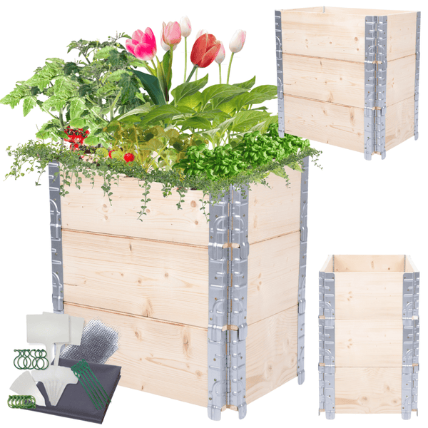 Hochbeetkisten GrowBox HxBxT 60x60x40 cm 3 Ebenen Holz Natur