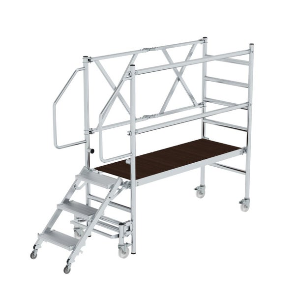 PROREGAL Montageplattform Mit Treppenzustieg Plattformgröße 180x60cm Arbeitshöhe Bis 3m Inkl. 4x Lenkrollen