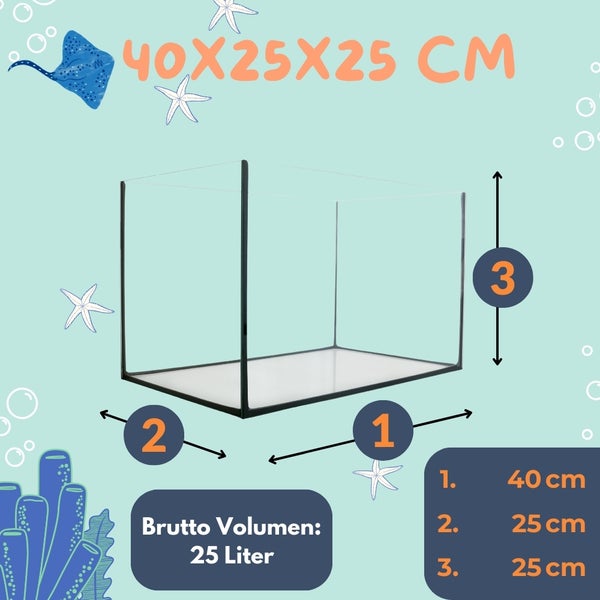 Aquarium Becken Rechteckig Glas Aquariumbecken Mini Aquarium Salzwasseraquarium Nano Aquarium Glasbecken Glasaquarium Aufzuchtbecken 40x25x25 cm 25 L