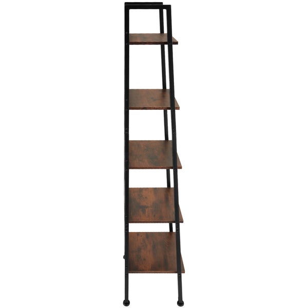 Leiterregal tectake Folkestone inklusive Kippschutz, 35,5 x 31,5 x 170,5 cm Industrial Style Industrial Holz dunkel, rustikal