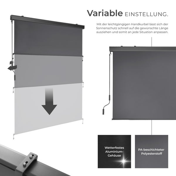 Senkrechtmarkise tectake Eloise inkl. Wandhaltern verschiedene Größen schwarz