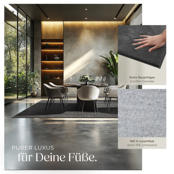 Kurzflorteppich tectake rutschfeste Unterseite verschiedene Größen und Farben 200 x 290 cm