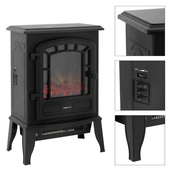 ML-Design Elektrokamin mit Heizlüfter 2000W Schwarz 39x25x56,5cm regelbar geräuscharm Elektro Kamin mit täuschend echtem Flammeneffekt Elektrischer Heizung LED Kaminfeuer Effekt Kaminofen Heizer Ofen