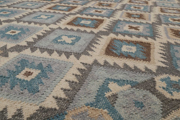 Kelim Teppich Hellblau aus Wolle Migny Green Looop 80x150 cm