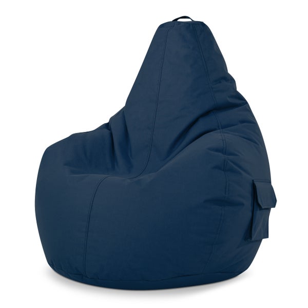 Green Bean Sitzsack mit Rückenlehne 80x70x90cm - Gaming Chair mit 230L Füllung Kuschelig Weich Waschbar - Bean Bag Bodenkissen Lounge Chair Sitzhocker Relax-Sessel Gamer Gamingstuhl Dunkelblau