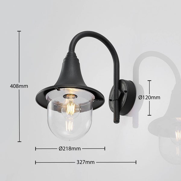 Lindby Wandleuchte außen Nalevi (spritzwassergeschützt (Modern) in Schwarz (1 flammig, E27) - Außenwandleuchten Wandlampe Led Außenlampe Outdoor für Außenwand/Hauswand