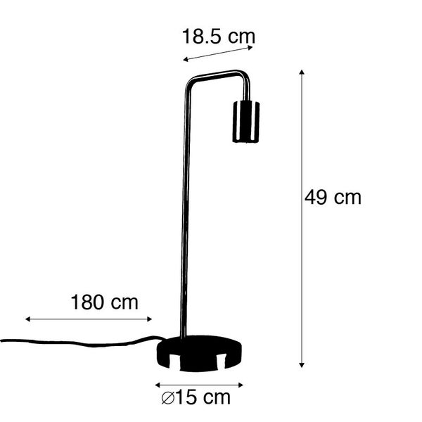 Technische Zeichnung einer Stehlampe mit Höhen- und Breitenangaben.