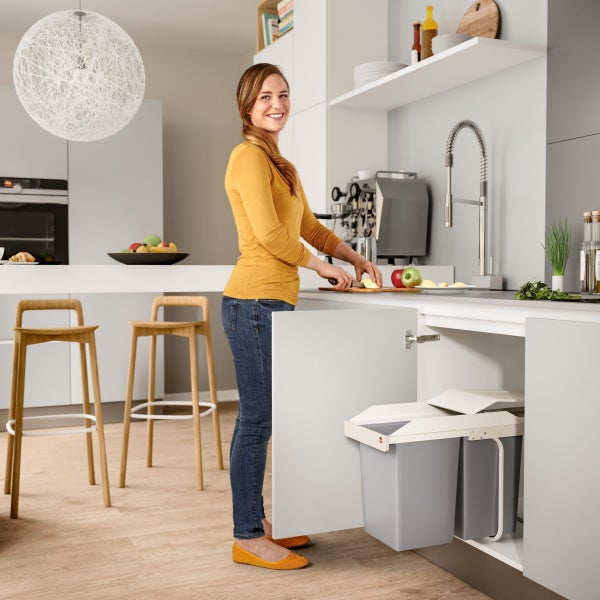 Hailo Einbau Mülltrennungs System Multi-Box duo L cremeweiß