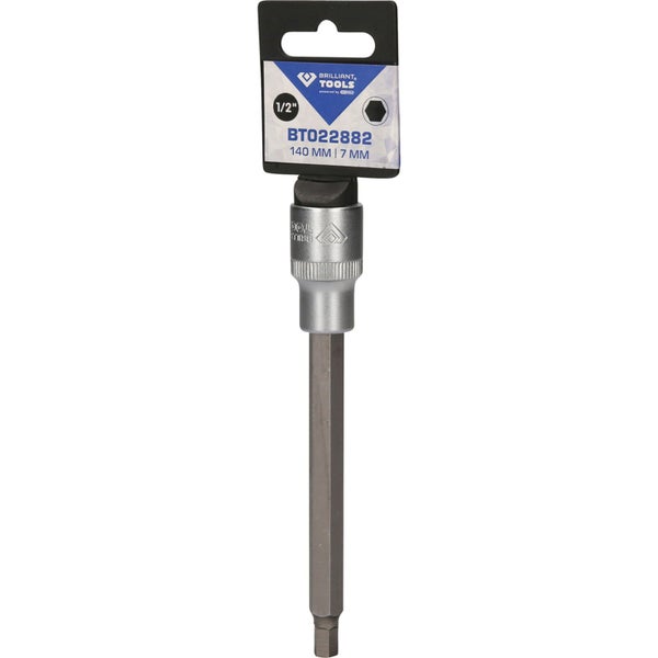 BRILLIANT TOOLS 1/2 Innensechskant Bit-Stecknuss 140 mm lang 7 mm - BT022882