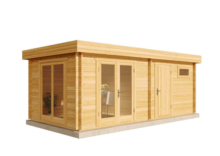 Alpholz Gartenhaus Vönix-40 ISO Gartenhaus aus Holz in Pinie, Holzhaus mit 40 mm Wandstärke, Blockbohlenhaus mit Montagematerial imprägniert