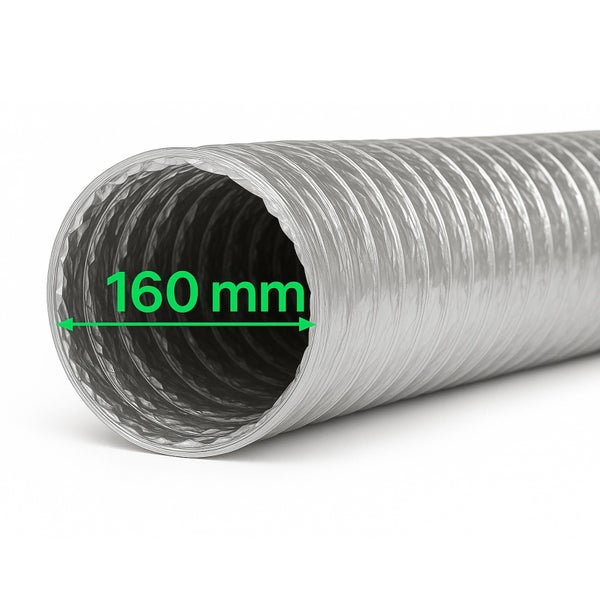 Aluflexrohr 160mm – 1 Meter flexibler Abluftschlauch für Growboxen, Klimageräte & mehr – Feuergeschützt, Robuste Aluminium-Innenbeschichtung, Extra Stabil & Langlebig