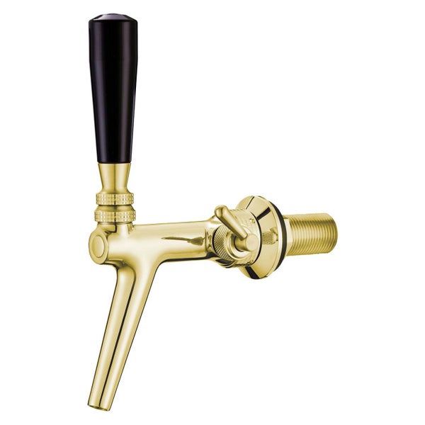 Zapfhahn, Kompensatorhahn, Bierzapfhahn, Schankhahn aus Chromnickelstahl mit Edelstahl Kompensator, Goldfarben