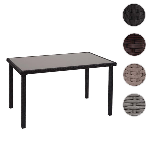 Gartentisch mit Glasplatte und Rattanstruktur