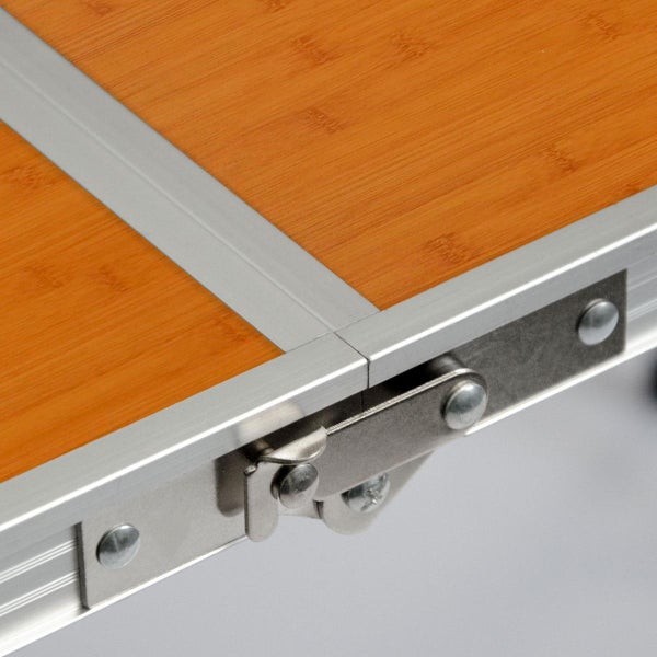 AMANKA klappbarer höhenverstellbarer Campingtisch 90x60x70 cm Leichtgewicht Klapptisch Reisetisch im Kofferformat Bambus