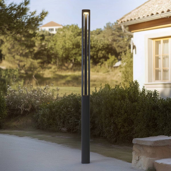 Lucande LED Mastleuchte außen Zarek (Modern) in Schwarz aus Aluminium (1 flammig, ) - Kandelaber Außenleuchte