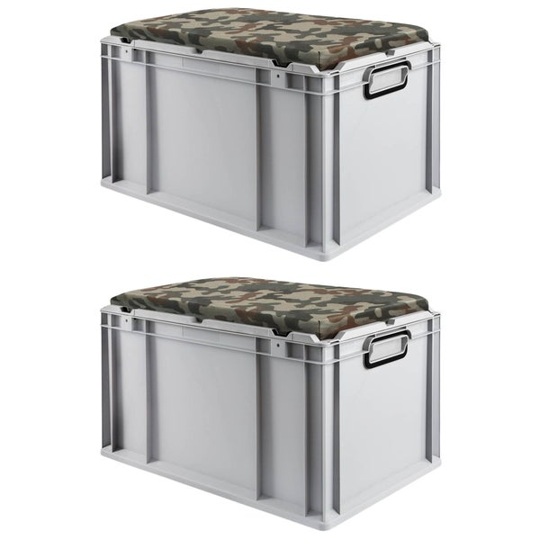 PROREGAL Eurobox NextGen Seat Box Camouflage HxBxT 36,5 x 40 x 60 cm 65 Liter Griffe Geschlossen Eurobehälter Sitzbox Transportbox