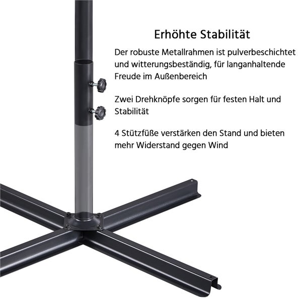 Schirmständer aus Metall mit Drehknöpfen und vier Stützfüßen