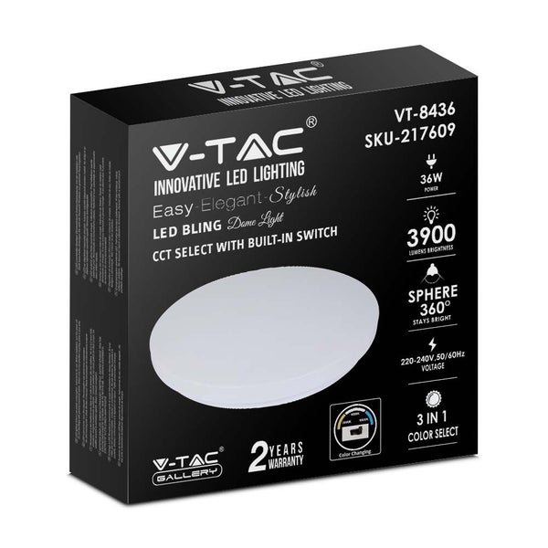 V-TAC VT-8436-M-N - Designer-Deckenleuchten - Farbwechselschalter - IP20 - Weiß - 36W - 3900 Lumen -