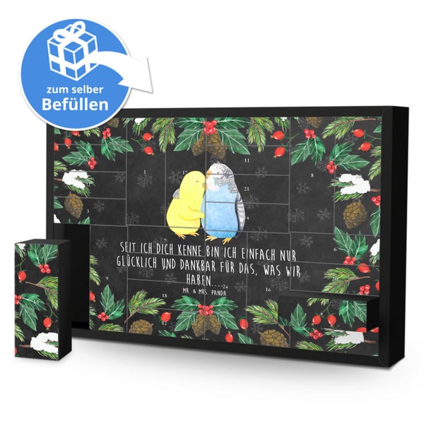 Mr. & Mrs. Panda Befüllbarer Adventskalender Wellensittich Liebe - Schwarz