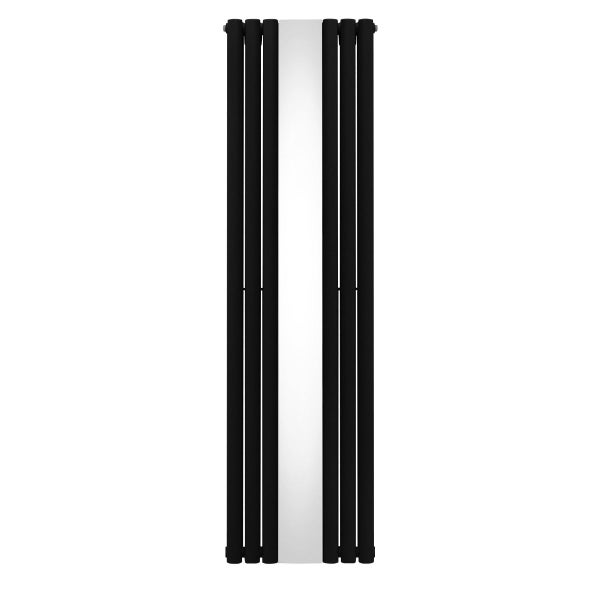 Oval Röhrenheizkörper mit Spiegel - 1800mm x 500mm - Schwarz