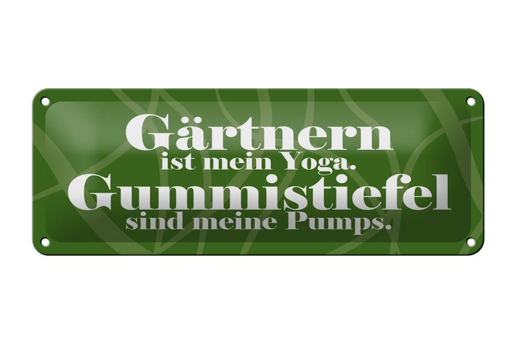 Blechschild Spruch 27x10cm Gärtnern ist mein Yoga Dekoration