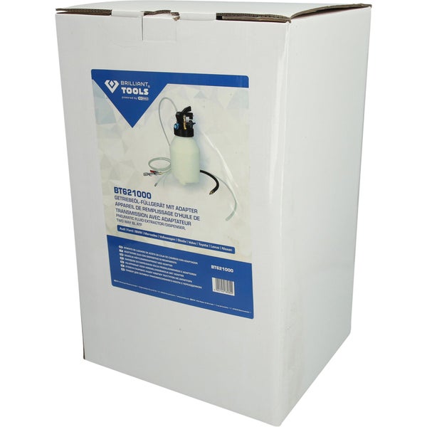 Brilliant Tools Getriebeöl Füllgerät mit Adapter in einer Verpackung
