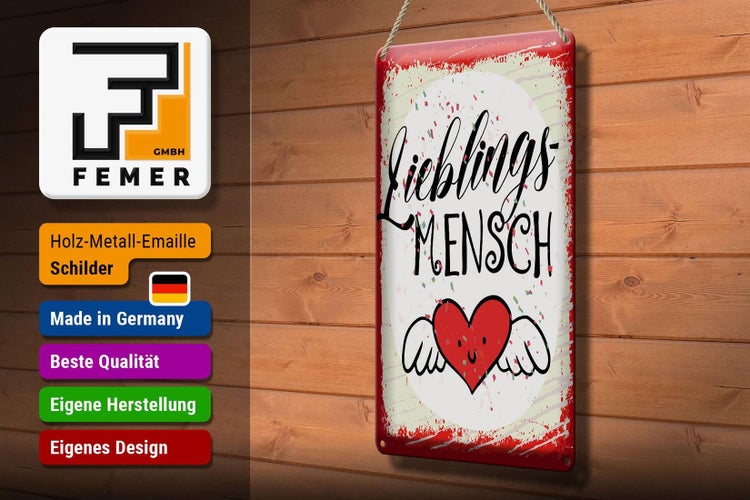 Blechschild Spruch Lieblingsmensch Herz Engel 20x30cm
