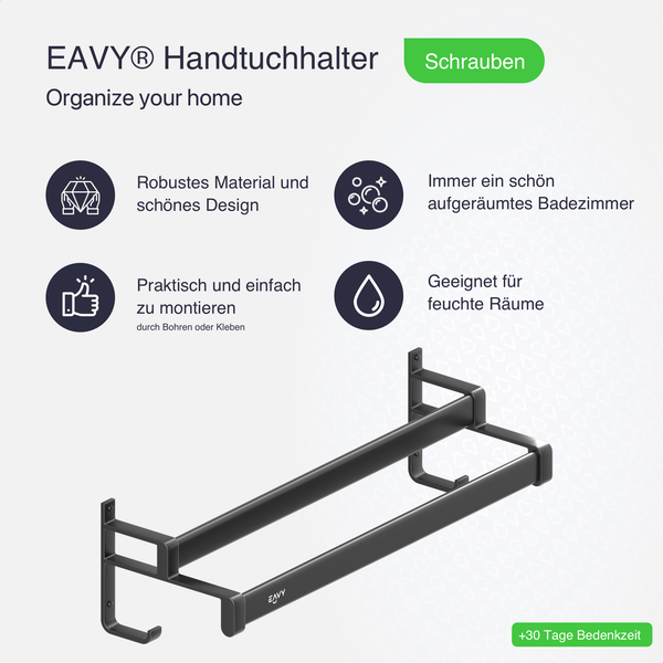 EAVY Badetuchhalter Edelstahl Schwarz 60cm