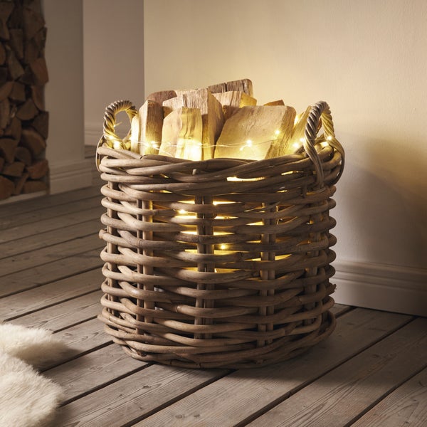 FRANK FLECHTWAREN | Rattankorb Rustikale Optik, RATTAN, Ø 50 x 38 cm