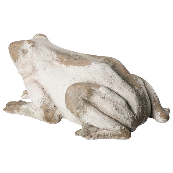 Gartenfigur Frosch aus Steinmehl-Gemisch mit Antik-Optik.