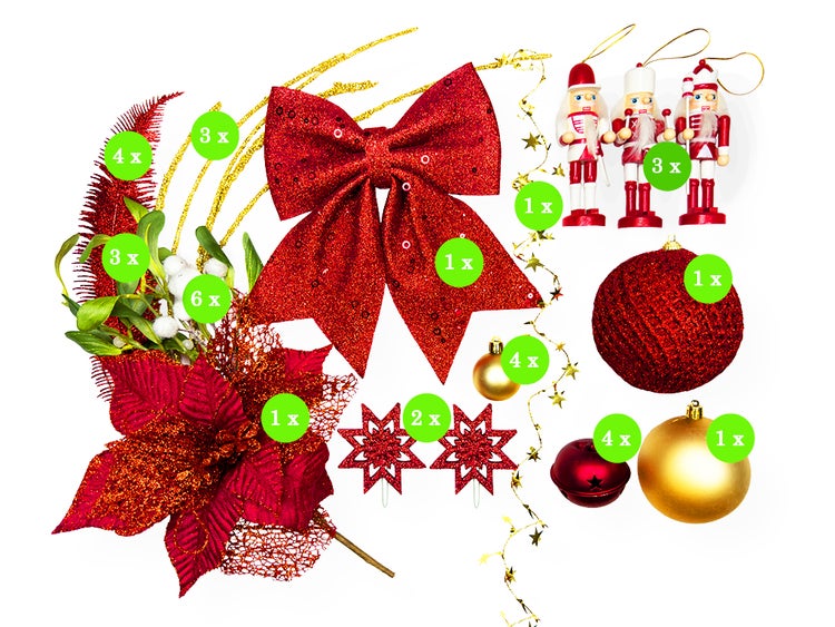 LAALU Dekorierter künstlicher Weihnachtsbaum Roter Nussknacker II 60 cm mit LED-Beleuchtung IN FLOWER