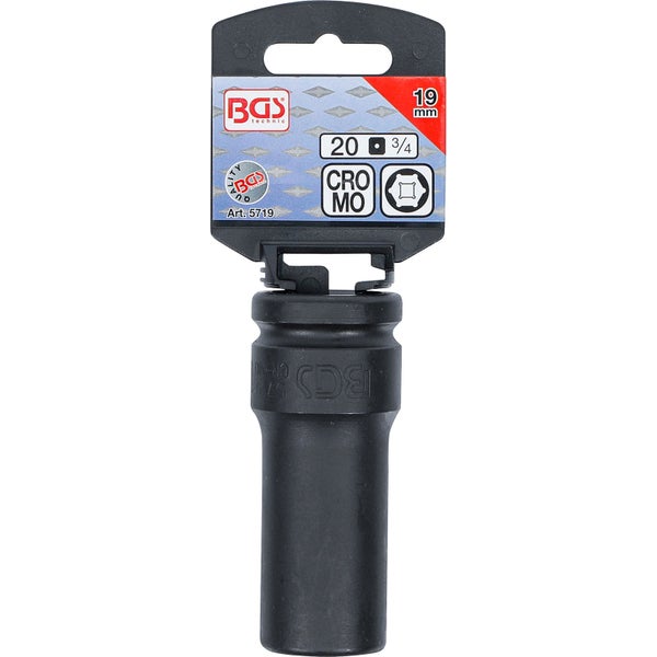 BGS Kraft-Steckschlüssel-Einsatz Sechskant tief Antrieb Innenvierkant 20 mm (3/4) SW 19 mm - 5719