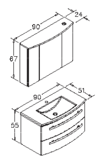 Waschtischunterschrank mit zwei Schubladen und Waschbecken