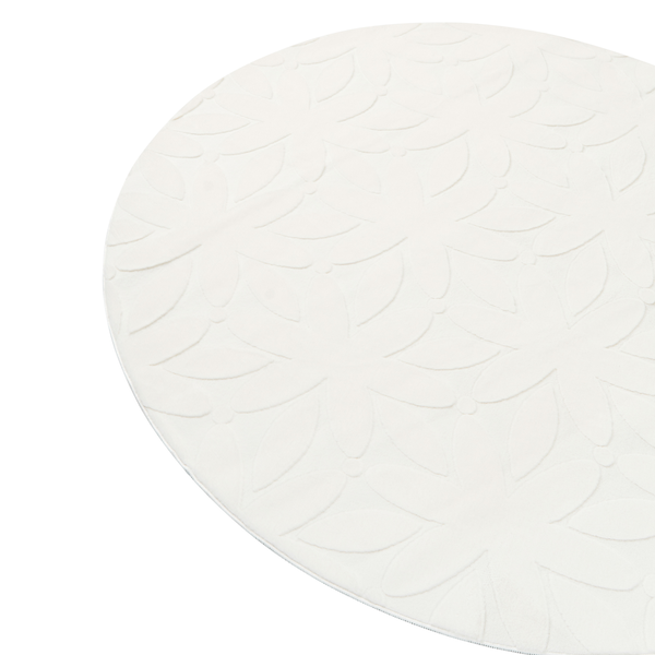 Runder Teppich mit Blumenmuster im Relief