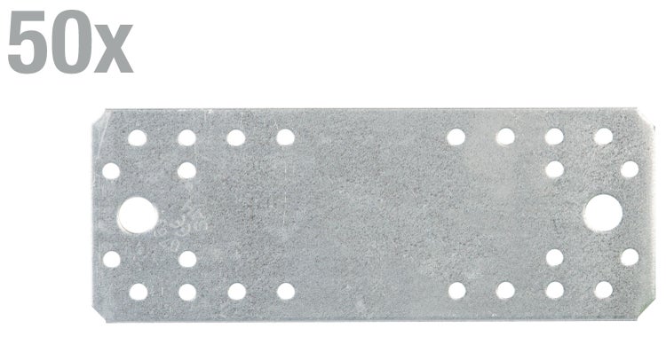 Set aus 50 Stück verzinkten Lochplatten für Holzverbindungen