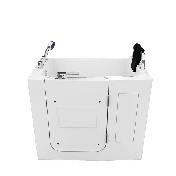 Technische Zeichnung einer Badewanne mit Tür, Maße: 92 cm Höhe, 68 cm Breite, 110 cm Länge