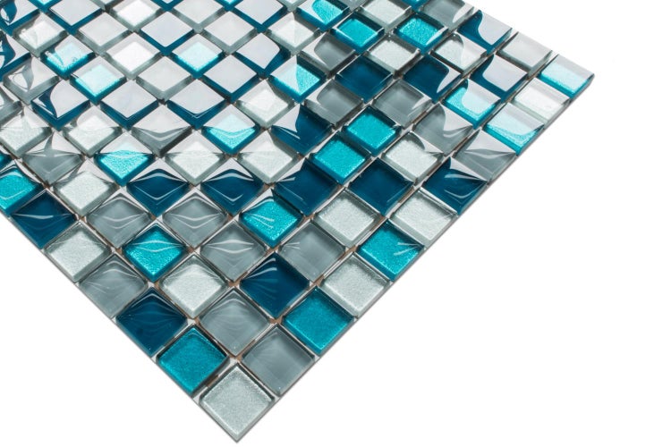 Glasmosaik auf Netz für Bad und Küche 30cm x 30cm  - Deep Lake