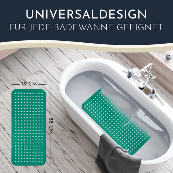Homerella Badewannenmatte rutschfest Hautsensitiv 88x39cm, INKL. AUFHÄNGUNG | Antirutschmatte Badewanne BPA frei | Duschmatte schimmelresistent & maschinenwaschbar | Badematte rutschfest