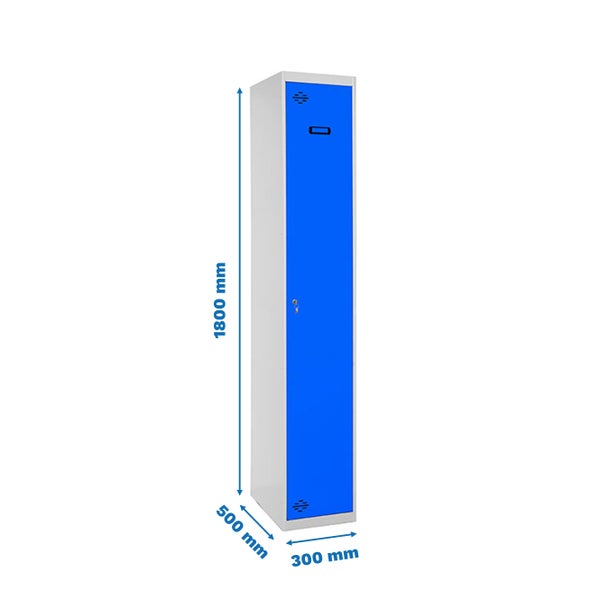 Metall-Garderobenschrank mit einer Tür, 1800 x 500 x 300 mm