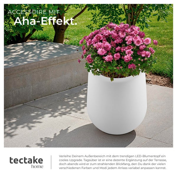 LED-Blumentopf tectake Luminous Courve Pot 38 x 44 cm, inkl. Erdspieß und 3 Standfüße als Blumentopf mit LED-Beleuchtung, 12 W weiß