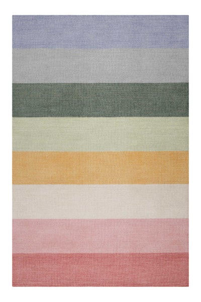 Teppich mit horizontalen Streifen in verschiedenen Farben
