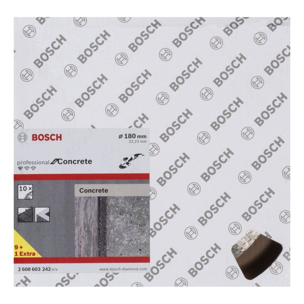 Bosch 10x Diamanttrennscheibe Standard for Concrete, 180 x 22,23 x 2 x 10 mm -2608603242