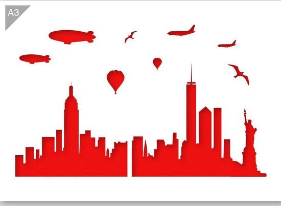 New York Skyline Schablone - Kunststoff A3 Schablone