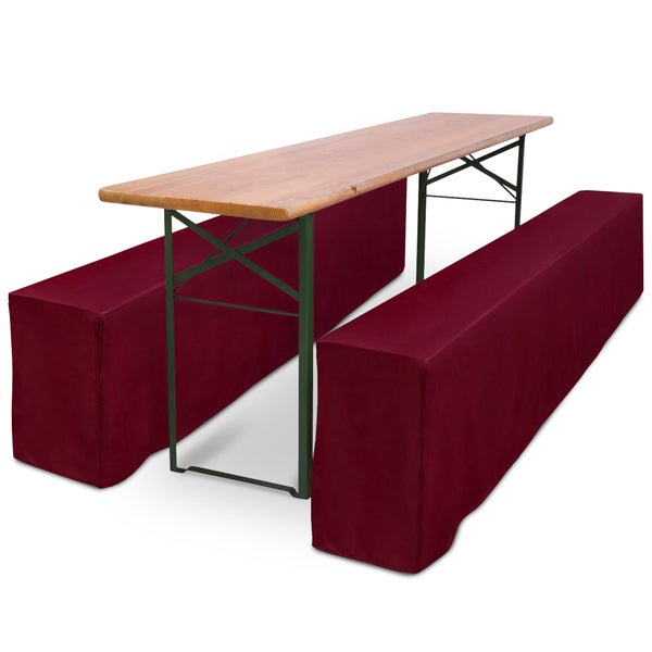 Bierzeltgarnitur mit Tisch und zwei Bänken mit Hussen